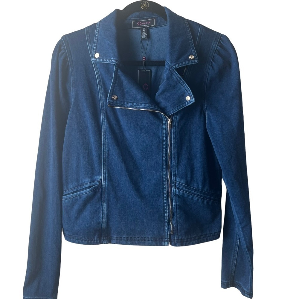 C Wonder by Christian Siriano Denim Moto Jacket Size M - NWT
